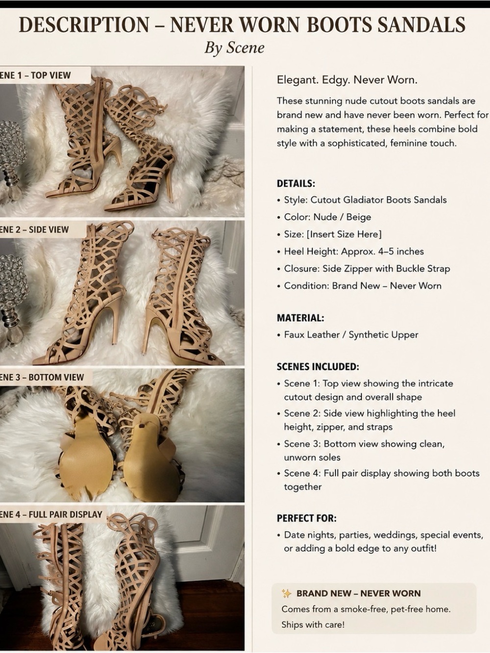 Scene Weaver Nude Cutout Gladiator Stiletto Sandals